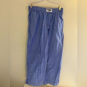 VS Pink Classics Wide Leg Blue/White Striped PJ Bottoms Medium